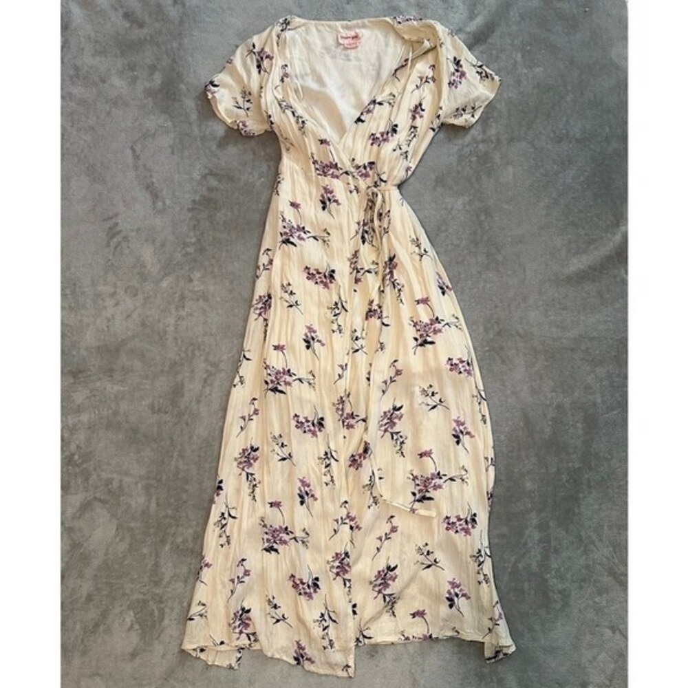 Showpo Midi Wrap Dress Women Size‎ 6 Floral V-Neck Cottagecore Boho Summer Flowy - Picture 2 of 14